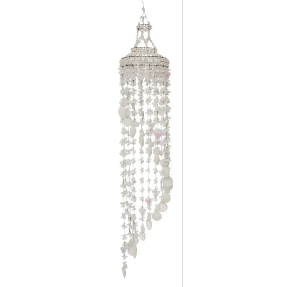 Elegant Butterfly Sea Shell Wind Chime in White - Picture 1 of 4